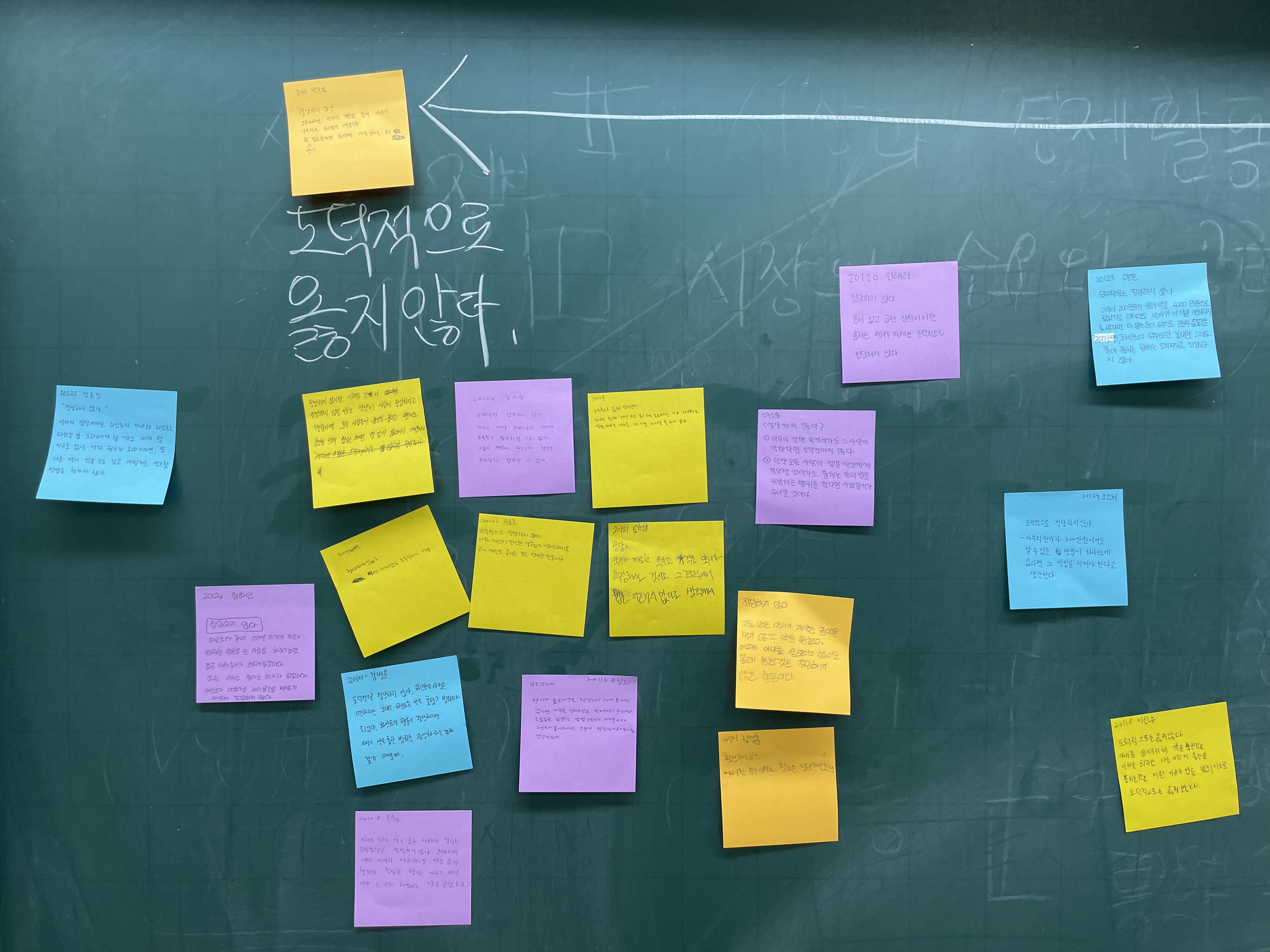 ▲ <삶과 철학 토론 프로젝트> 가치수직선 토론 장면