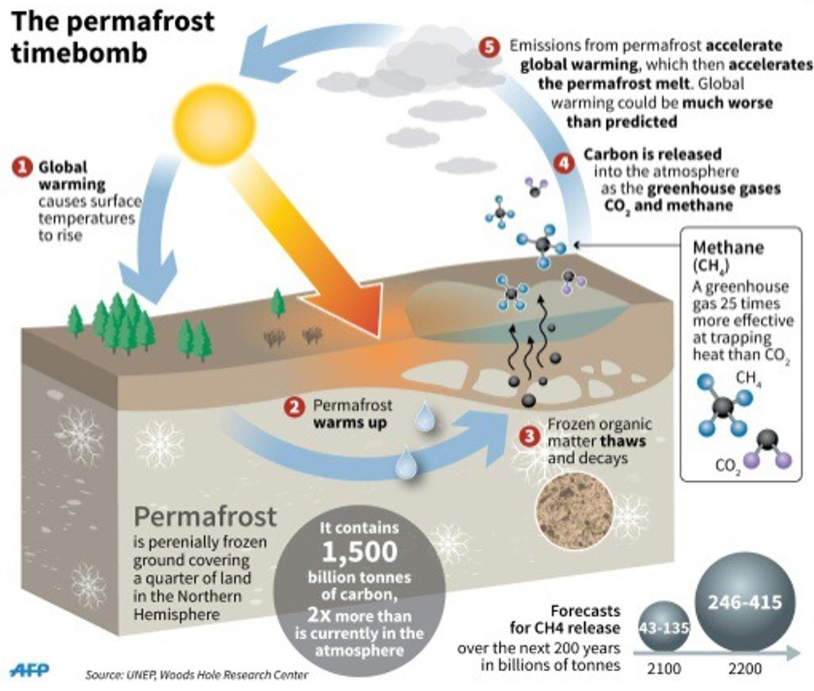 ▲ 영구동토층 해동과 지구 시스템의 양의 되먹임